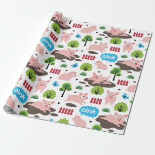 Glückliche Ferkel im Schlammverpackungspapier Geschenkpapier