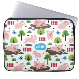 Glückliche Ferkel in der Elektronik-Tasche Laptopschutzhülle