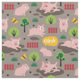 Glückliche Ferkel in der Muschelfabrik Stoff