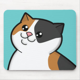 Glückliche fette Kalikotabby-Katze Mousepad