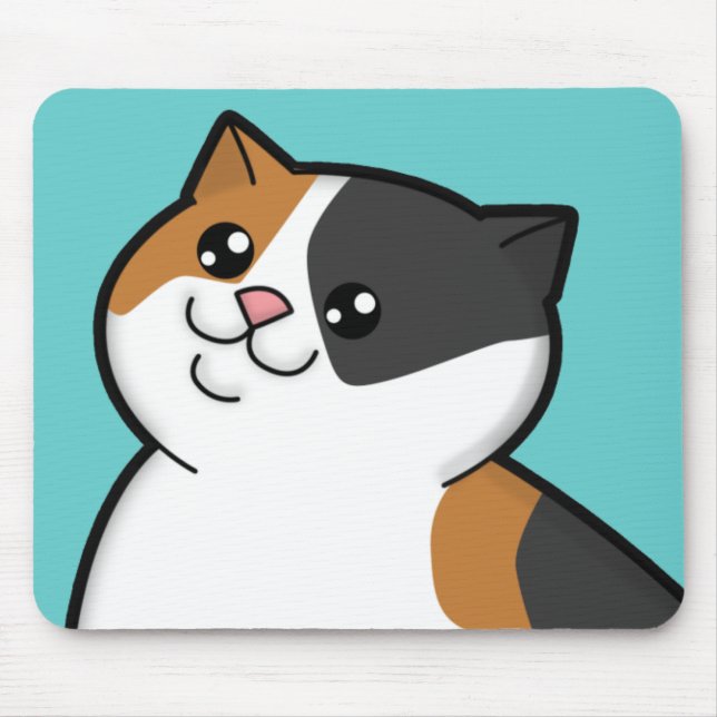 Glückliche fette Kalikotabby-Katze Mousepad (Vorne)
