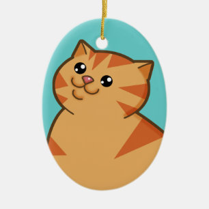 Glückliche fette orange Katzen-Andenken-Verzierun Keramik Ornament