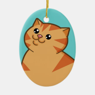 Glückliche fette orange Katzen-Andenken-Verzierung Keramik Ornament