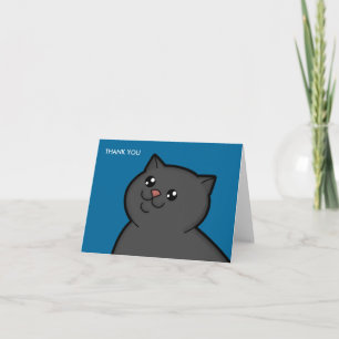 Glückliche fette schwarze Katze danken Ihnen Dankeskarte