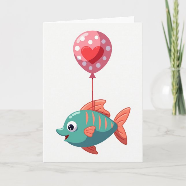 Glückliche Fischballonkarte Karte (Vorderseite)