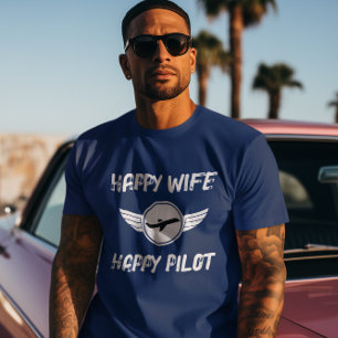 Glückliche Frau Glücklicher Pilot Typografie, Luft T-Shirt