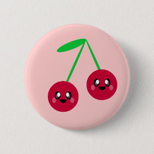 glückliche Freunde der kawaii Kirschfrucht Button