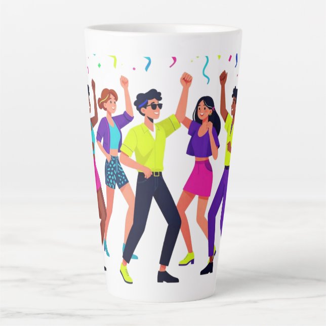 Glückliche Freunde Tanzparty Feier Milchtasse (Vorderseite)