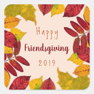 Glückliche Freundschaft mit Herbstleaves Quadratischer Aufkleber