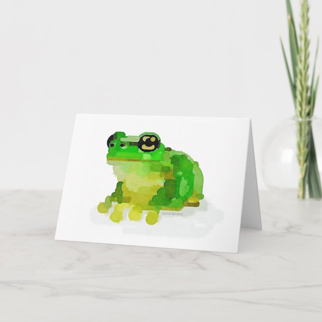Glückliche Frosch-Aquarell-Gruß-Karte Karte (Vorderseite)