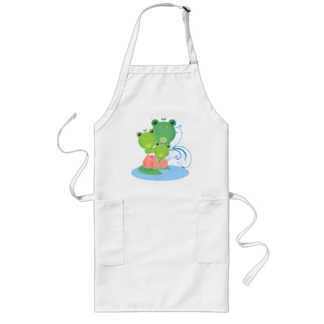 Glückliche Frosch-Küchen-Schürze Lange Schürze (Vorne)