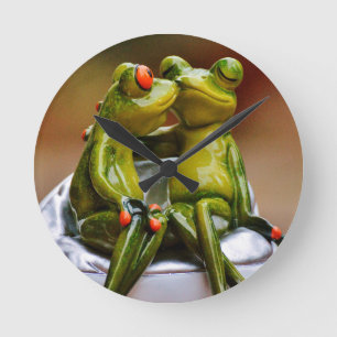 Glückliche Frösche Runde Wanduhr