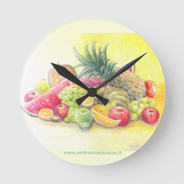 Glückliche Früchte    Runde Wanduhr (Vorderseite)