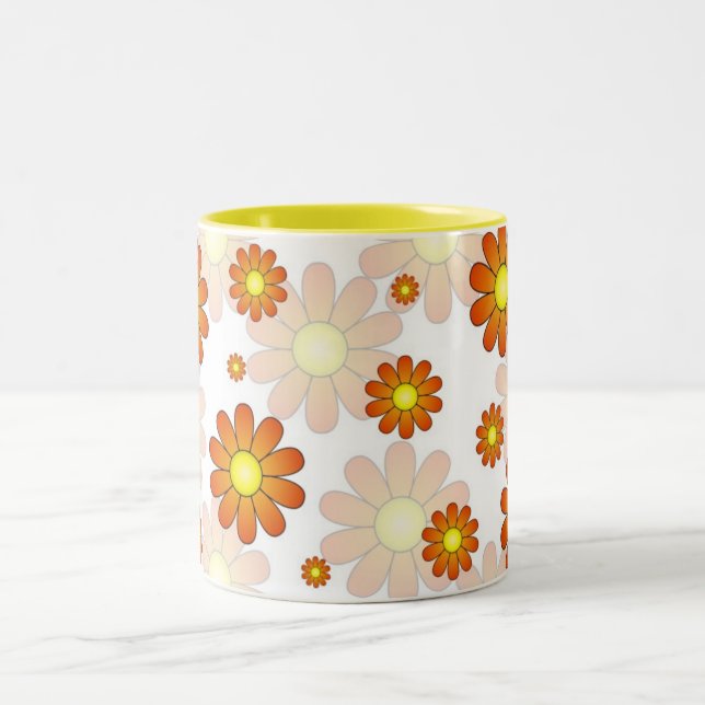 Glückliche Frühjahr-Blumen-Tasse Zweifarbige Tasse (Mittel)