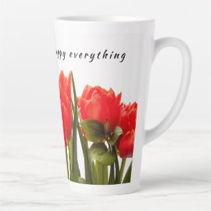 Glückliche Frühlings-Rote-Tulpen-Blume Milchtasse