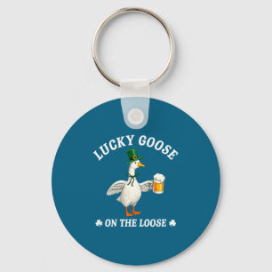 Glückliche Gans auf freiem Fuß St. Patricks Tag Ir Schlüsselanhänger