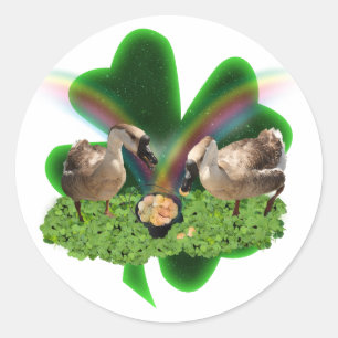Glückliche Gänse St. Patrick's Day Runder Aufkleber