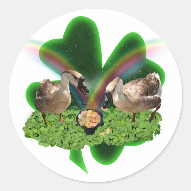 Glückliche Gänse St. Patrick's Day Runder Aufkleber (Vorderseite)