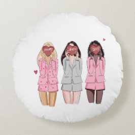 Glückliche Geburtstagsfotografie pinkfarbene Mädch Rundes Kissen