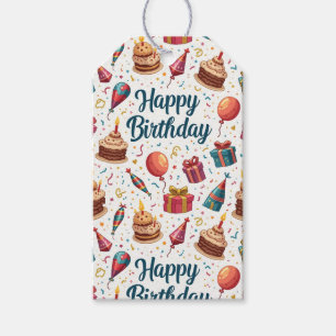 Glückliche Geburtstagsgeschenke Tags mit Balloons  Geschenkanhänger