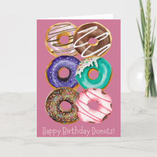 Glückliche Geburtstagskarte Glazed Donuts Rosa Gru Karte