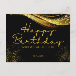 Glückliche Geburtstagskarte in Gold und Schwarz Ankündigungspostkarte