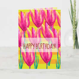 Glückliche Geburtstagskarte, Tulips und Linien Karte