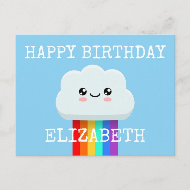 Glückliche Geburtstagswolke Postkarte (Vorderseite)