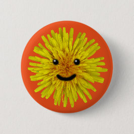 Glückliche gelbe Sommer-Löwenzahn-Blume auf Button
