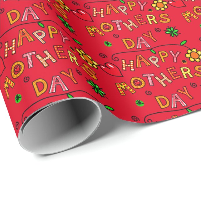 Glückliche Geschenke aus Muttertag Geschenkpapier (Rolleneckpunkt)