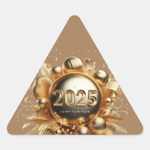 Glückliche Geschenke für das neue Jahr 2025 Dreieckiger Aufkleber