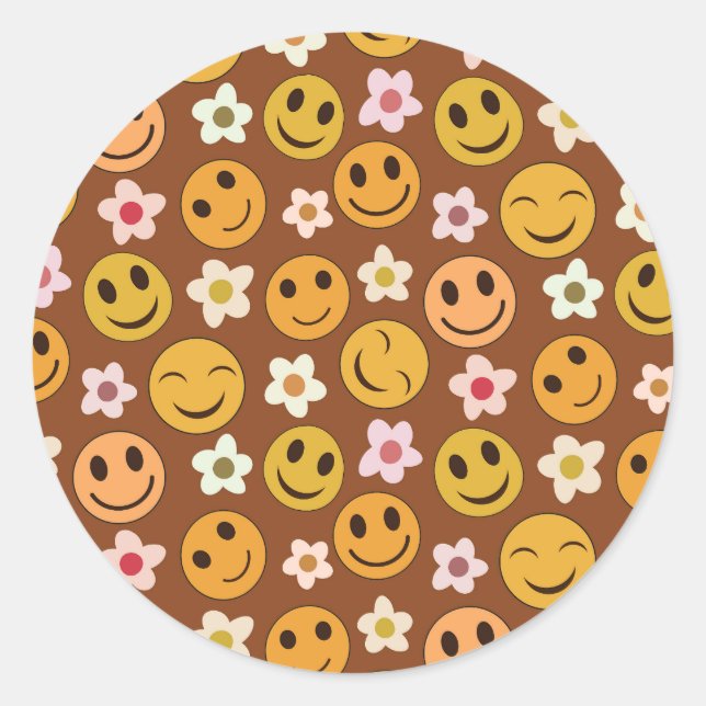Glückliche Gesichter mit Herzen lächeln Runder Aufkleber (Vorderseite)