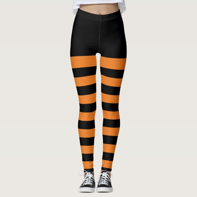 Glückliche gestreifte Leggings Halloweens (Vorderseite)