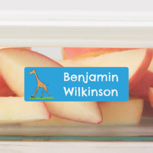 Glückliche Giraffe mit Schmetterling-Cartoon perso Etiketten