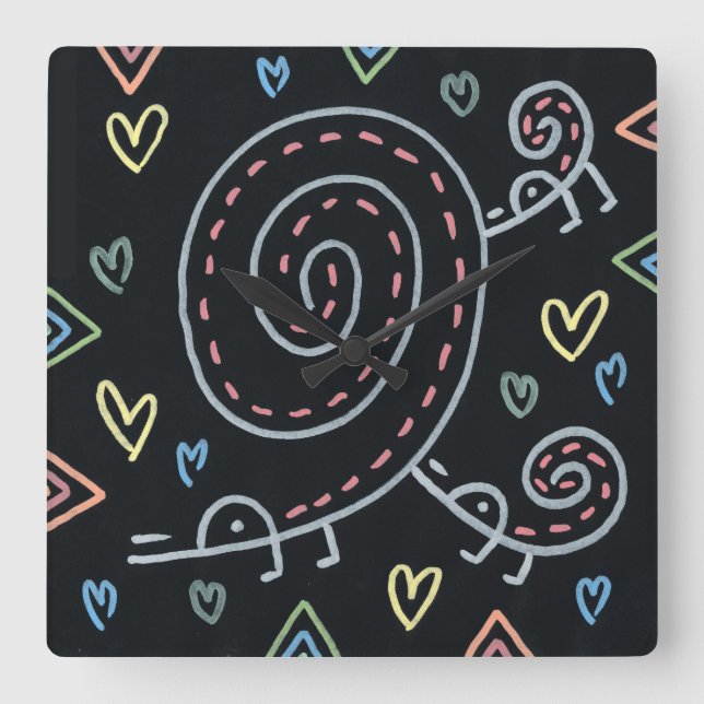 Glückliche glückliche Vögel Quadratische Wanduhr (Vorderseite)