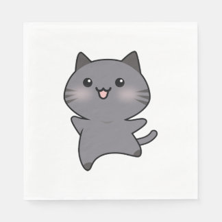 Glückliche graue laufende Katzen-Cartoon Serviette