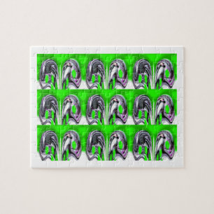 Glückliche grüne Kunst Puzzle