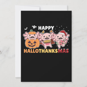 Glückliche Hallothanksmas Axolotl WeihnachtsAxolot Feiertagskarte
