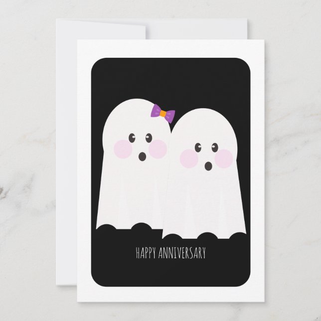 Glückliche Halloween Adorable Ghost-Jubiläumskarte (Vorderseite)