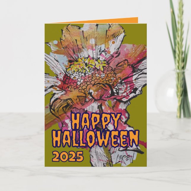 Glückliche Halloween-Blume-Grußkarte Karte (Vorderseite)