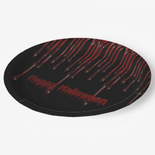 Glückliche Halloween-Blut-Tropfen Pappteller