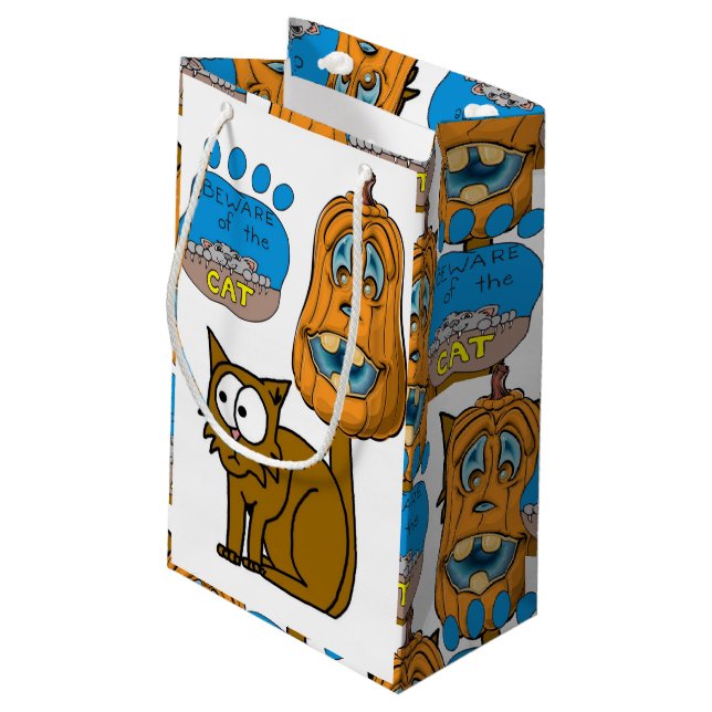 Glückliche Halloween-Geschenktasche, Katze Kleine Geschenktüte (Rückseite Schrägansicht)