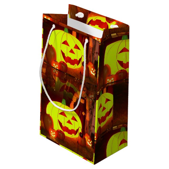 Glückliche Halloween-Geschenktasche Kleine Geschenktüte (Rückseite Schrägansicht)
