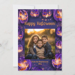 Glückliche Halloween-Glühende Nachtpumpen-Fotokart Feiertagskarte