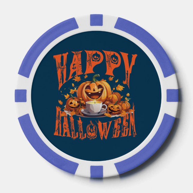 Glückliche Halloween Gruppe glücklicher Jack-O-Lan Pokerchips (Vorderseite)