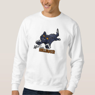 Glückliche Halloween-Katze, die Maus jagt Sweatshirt
