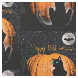 Glückliche Halloween-Katze Stoff