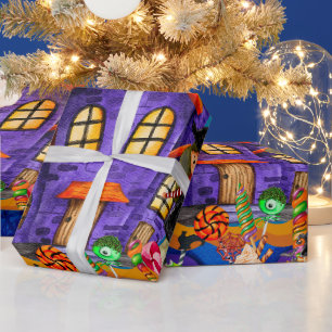 Glückliche Halloween-Kostümkinder Party-Feier Geschenkpapier