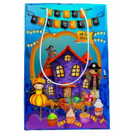 Glückliche Halloween-Kostümkinder Party-Feier Mittlere Geschenktüte