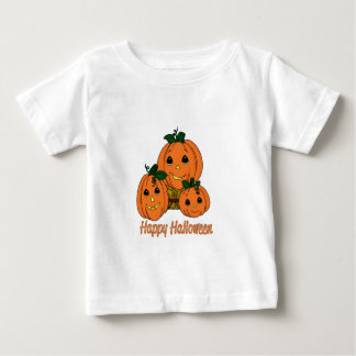 Glückliche Halloween-Kürbis-Dreiergruppen Baby T-shirt